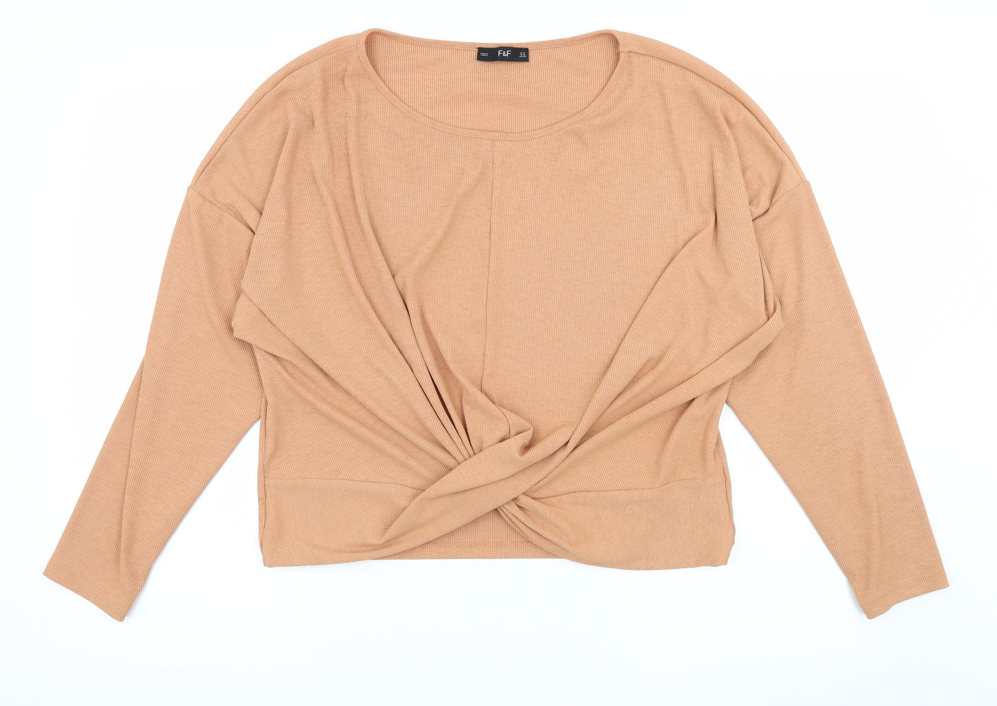 F&F Womens Orange  Jersey Basic T-Shirt Size 14  - Knot Detail