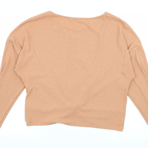 F&F Womens Orange  Jersey Basic T-Shirt Size 14  - Knot Detail