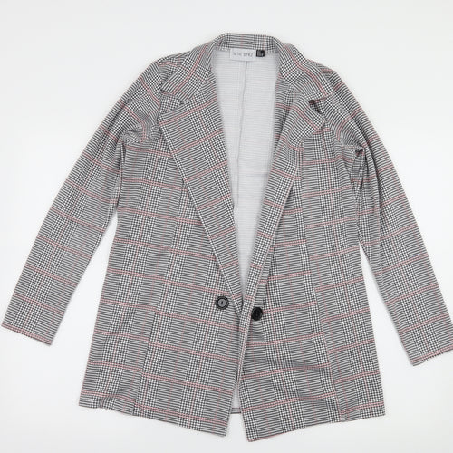In the Style Womens Grey Houndstooth Jersey Jacket Blazer Size 8