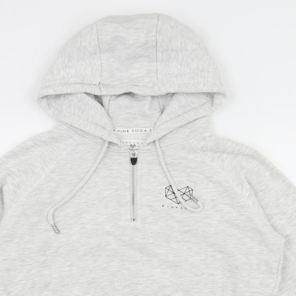 Pink Soda Womens Grey  Jersey Pullover Hoodie Size 4  - Cropped