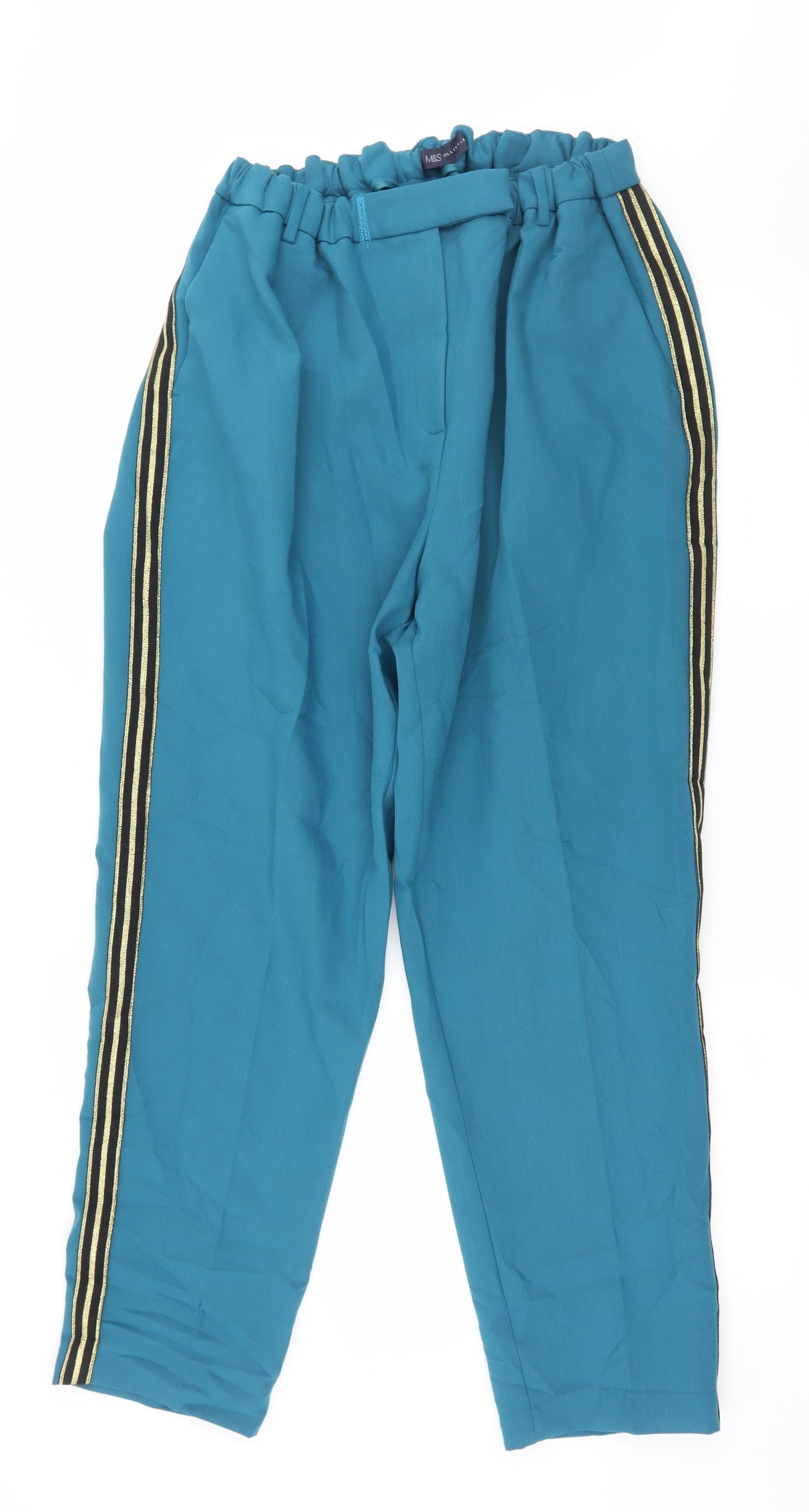 Marks and Spencer Womens Blue Striped  Trousers  Size 38 in L29 in