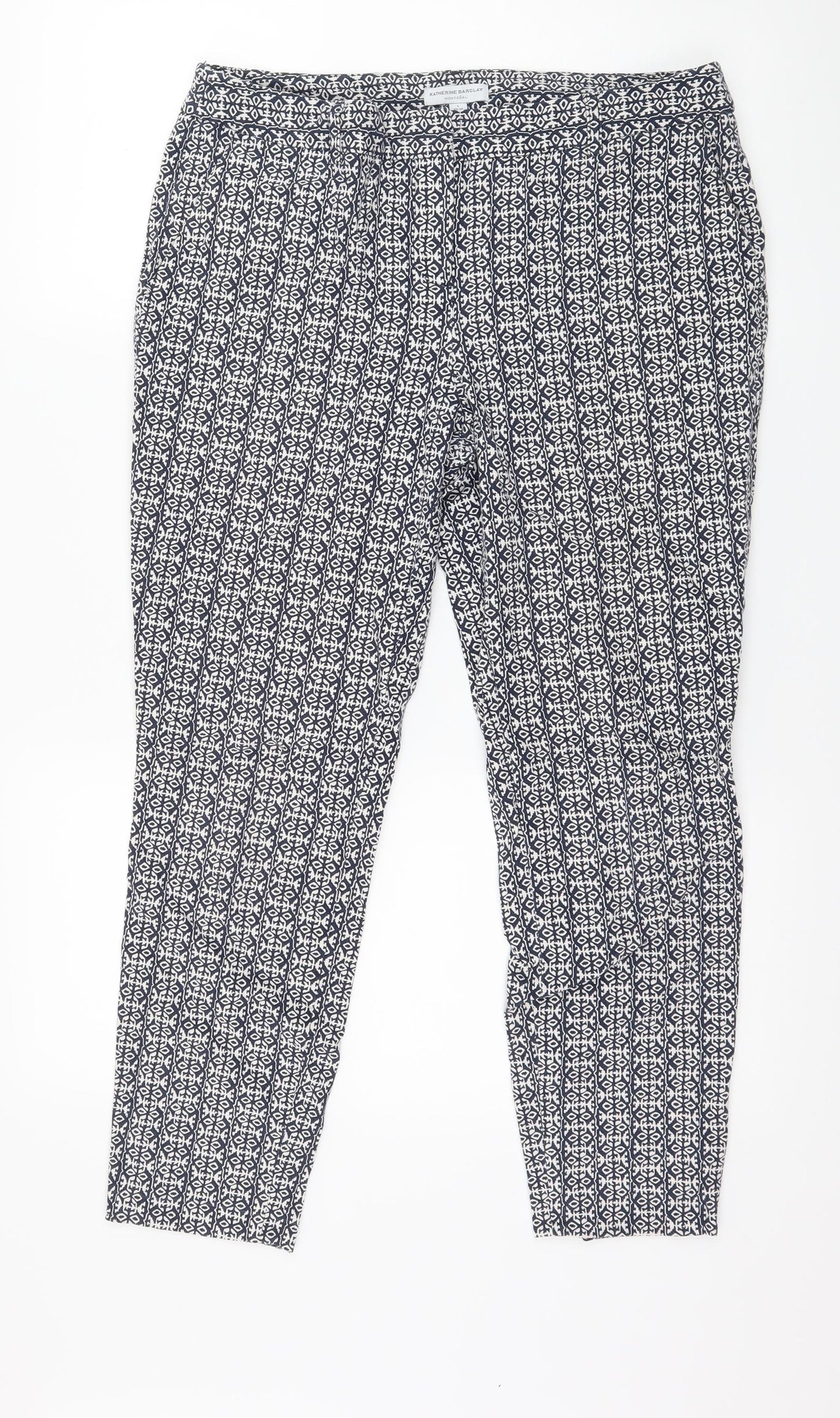 Katherine Barclay Womens Blue Geometric  Trousers  Size 14 L25 in