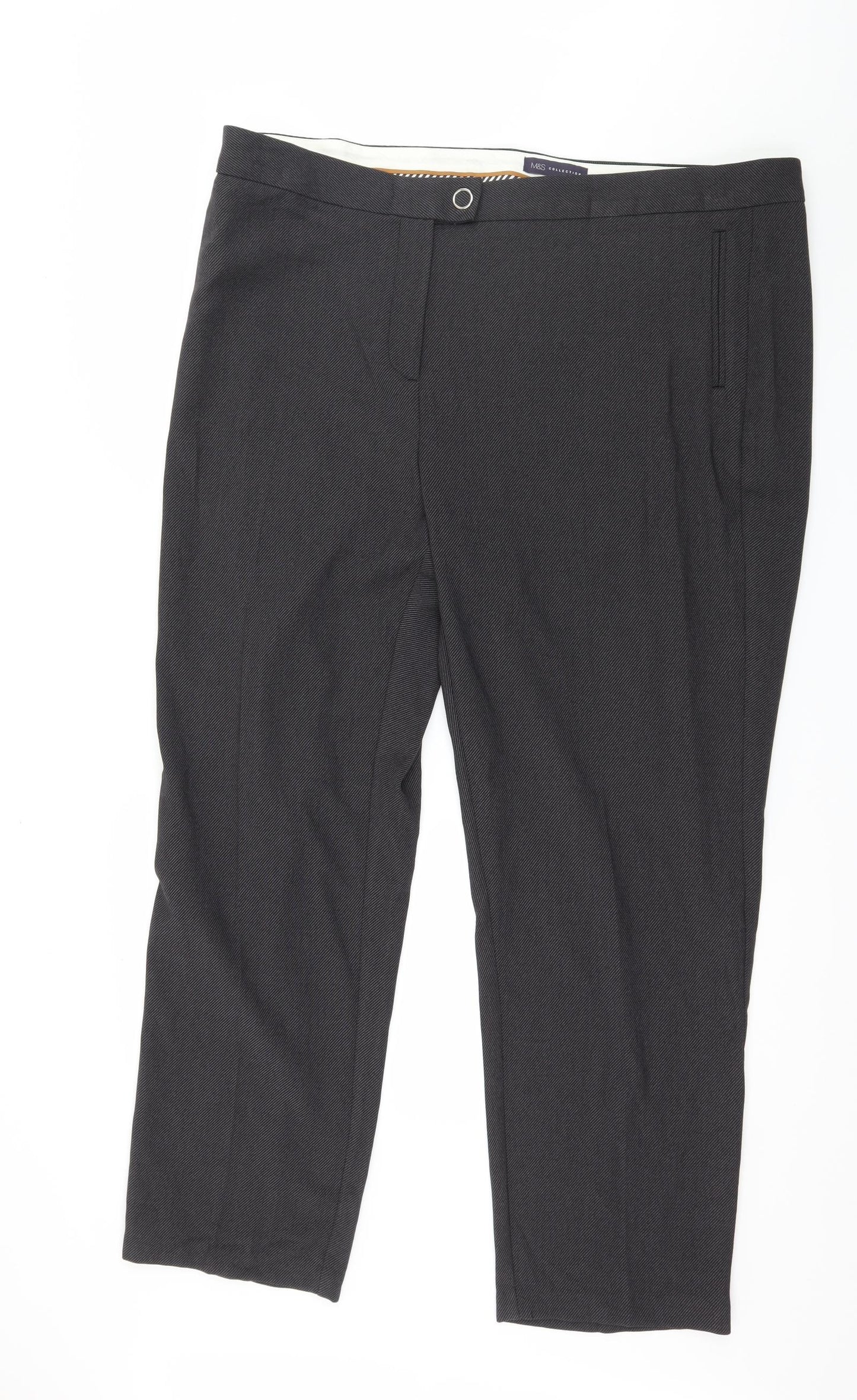 Marks and Spencer Womens Grey Striped  Trousers  Size 22 L28 in