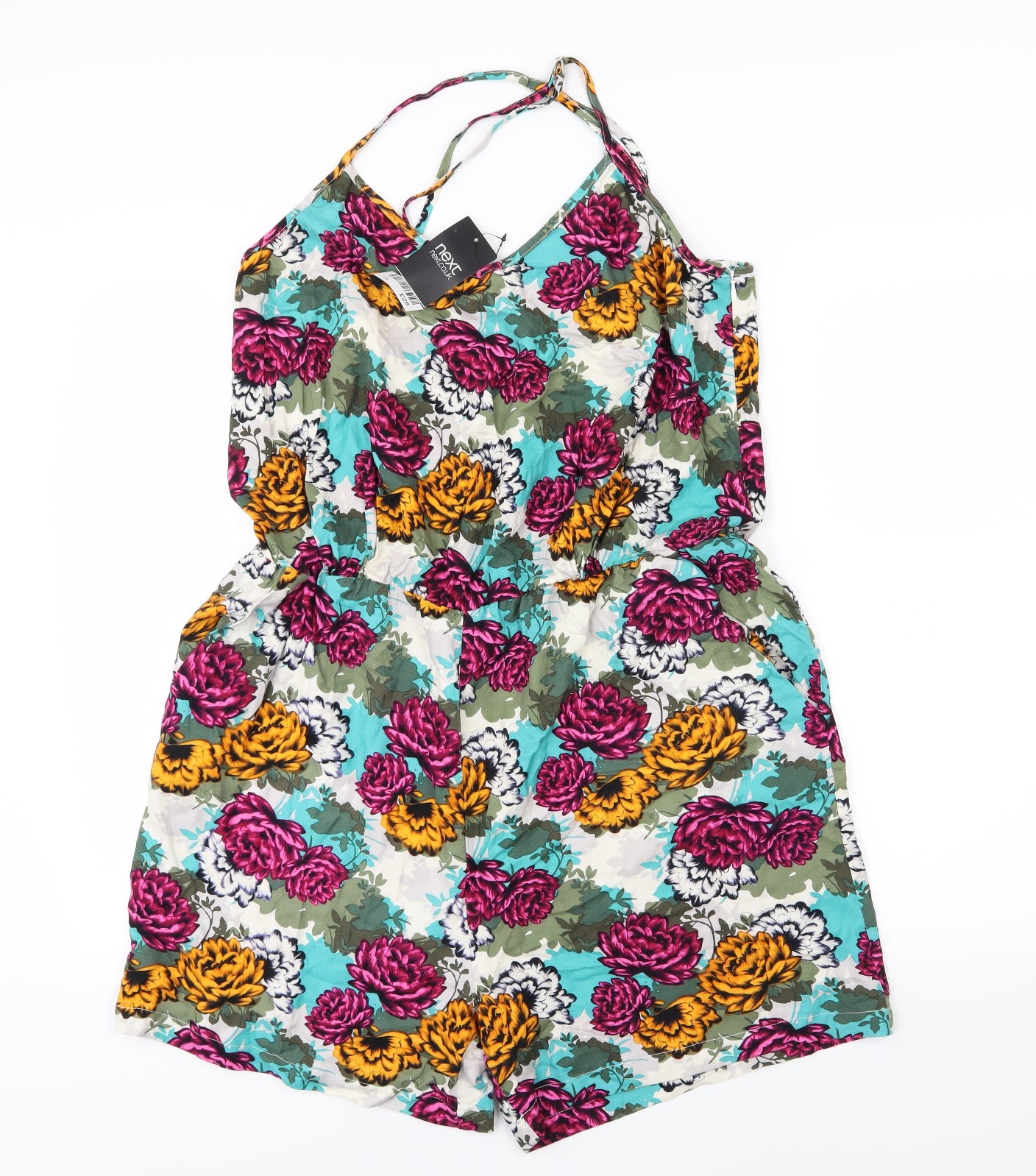 NEXT Womens Multicoloured Floral Jersey Playsuit One-Piece Size 16 L4 in