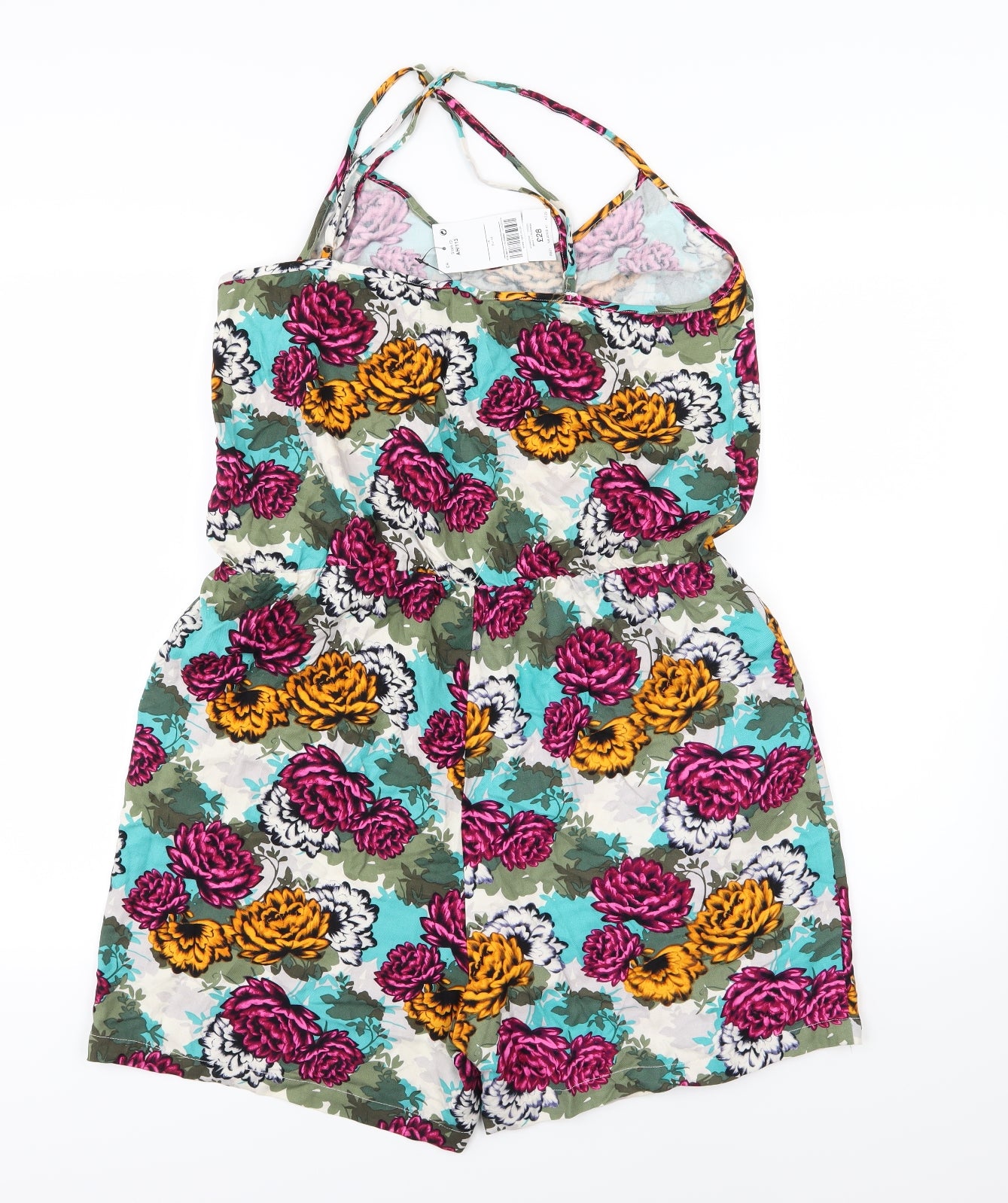NEXT Womens Multicoloured Floral Jersey Playsuit One-Piece Size 16 L4 in