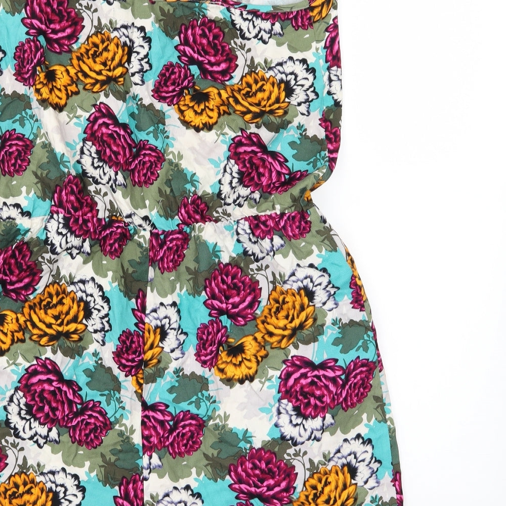 NEXT Womens Multicoloured Floral Jersey Playsuit One-Piece Size 16 L4 in