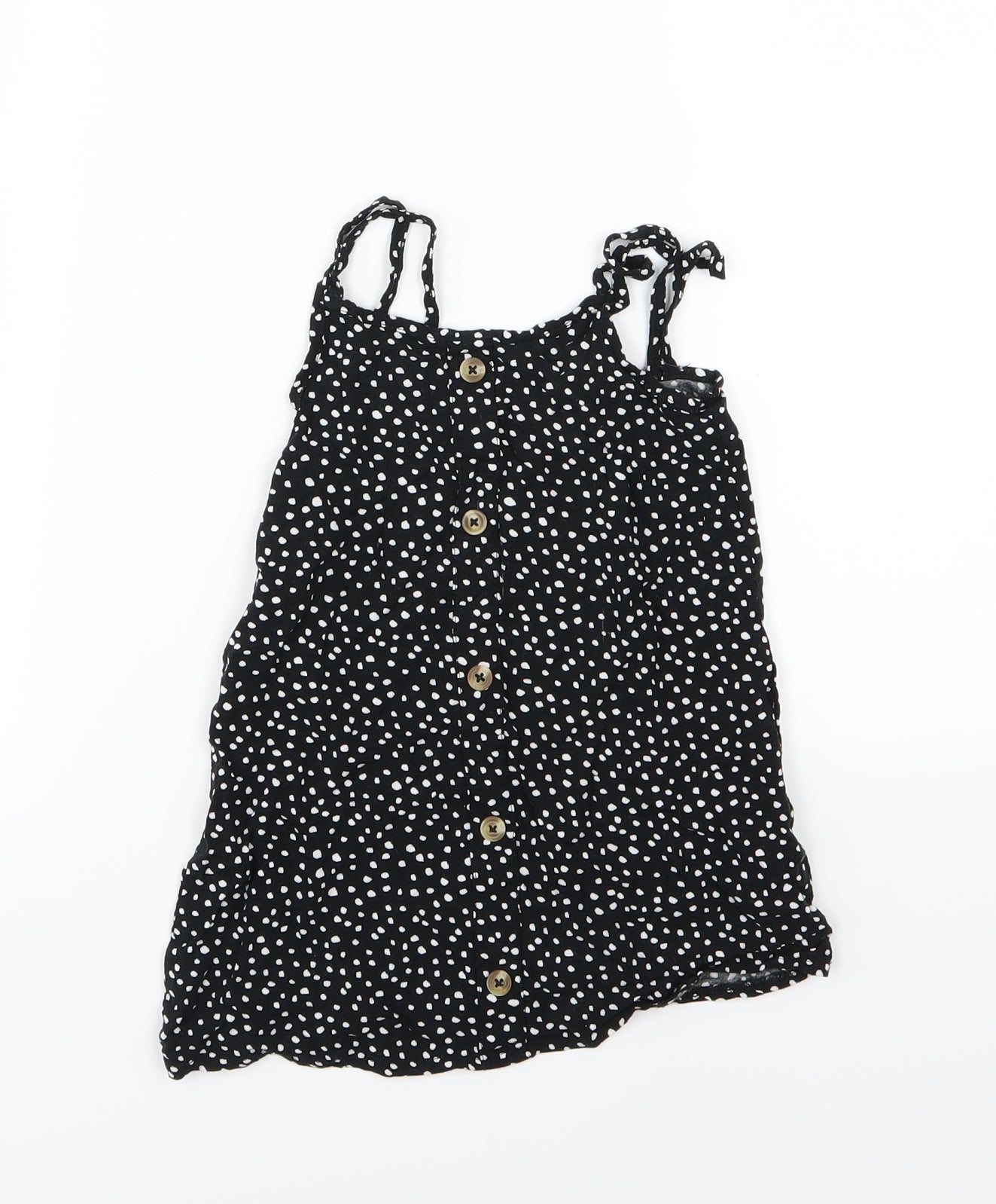 Primark Girls Black Polka Dot Jersey Basic T-Shirt Size 2-3 Years