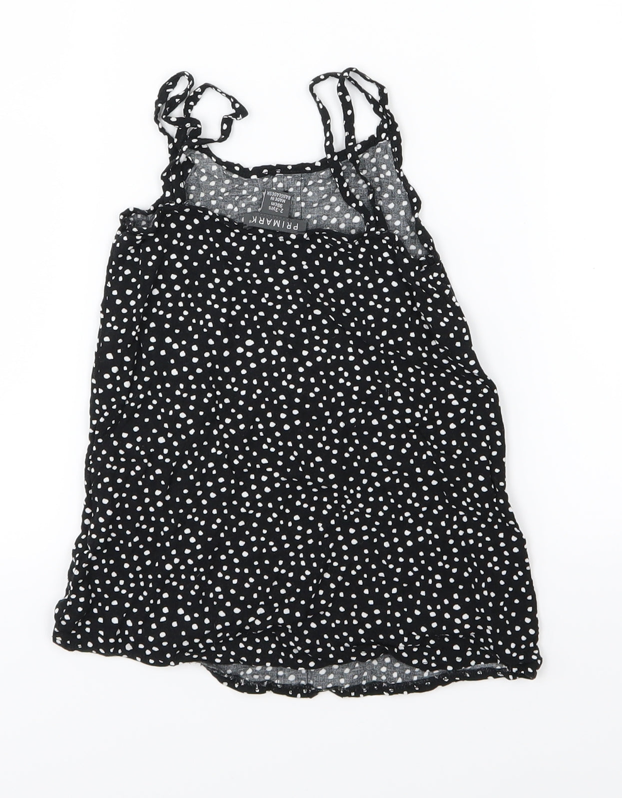 Primark Girls Black Polka Dot Jersey Basic T-Shirt Size 2-3 Years