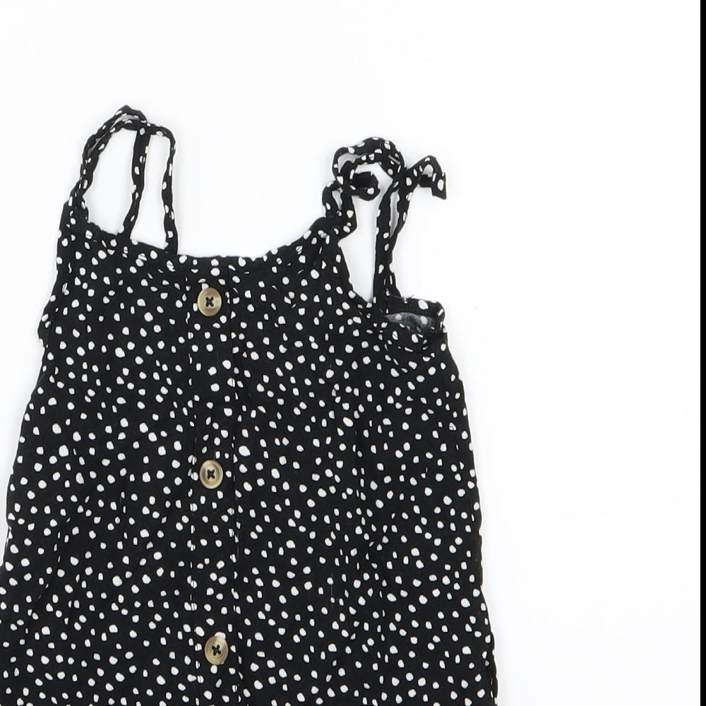 Primark Girls Black Polka Dot Jersey Basic T-Shirt Size 2-3 Years