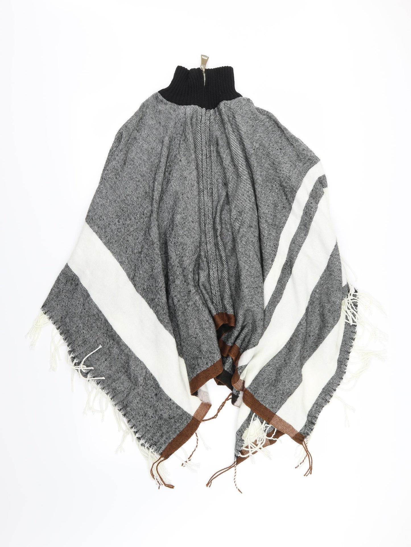River Island Womens Grey Striped Knit Jacket Poncho One Size