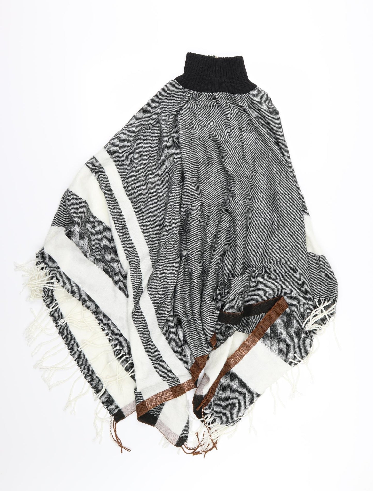 River Island Womens Grey Striped Knit Jacket Poncho One Size