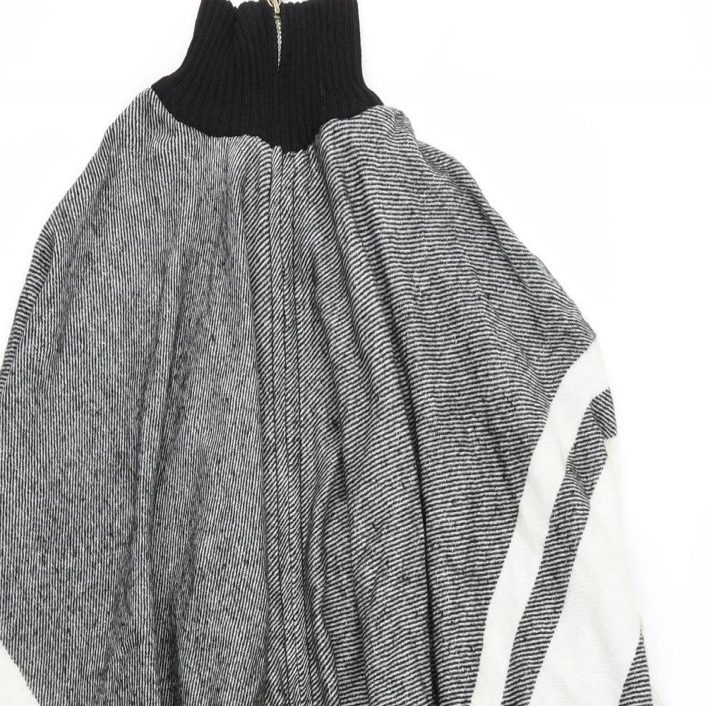 River Island Womens Grey Striped Knit Jacket Poncho One Size