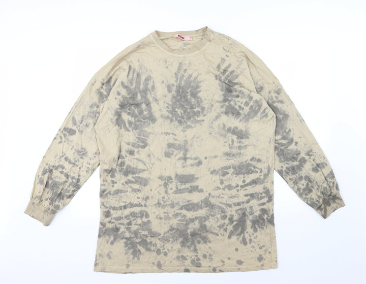 Misspap Womens Beige Jersey Pullover Sweatshirt Size 12 - Acid Wash