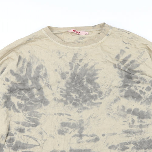 Misspap Womens Beige  Jersey Pullover Sweatshirt Size 12  - Acid Wash