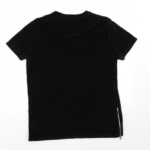 Boohoo Mens Black  Velvet  T-Shirt Size S