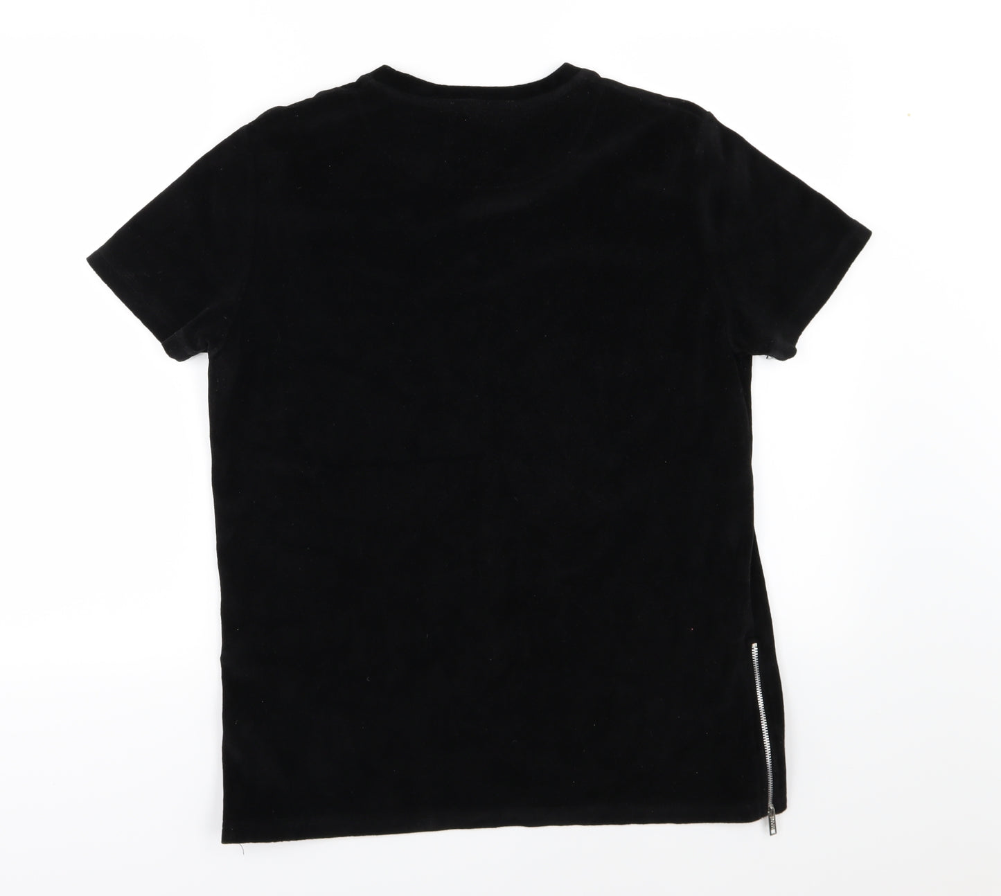 Boohoo Mens Black  Velvet  T-Shirt Size S