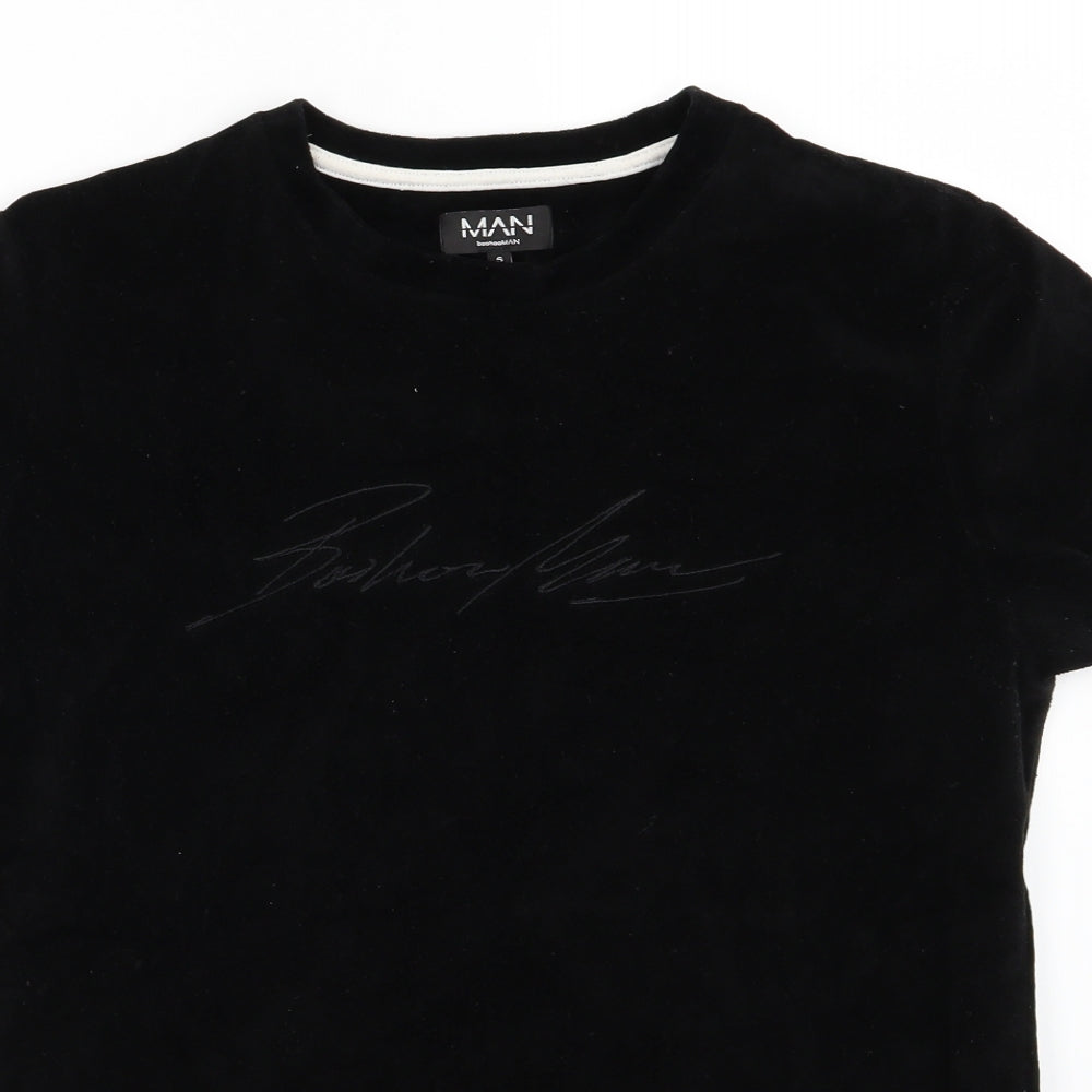 Boohoo Mens Black  Velvet  T-Shirt Size S