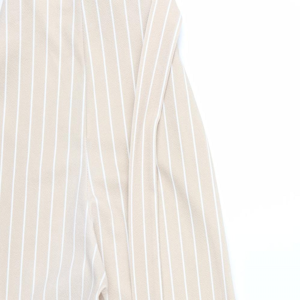 PRETTYLITTLETHING Womens Brown Striped  Jumpsuit  Size 10 L29 in