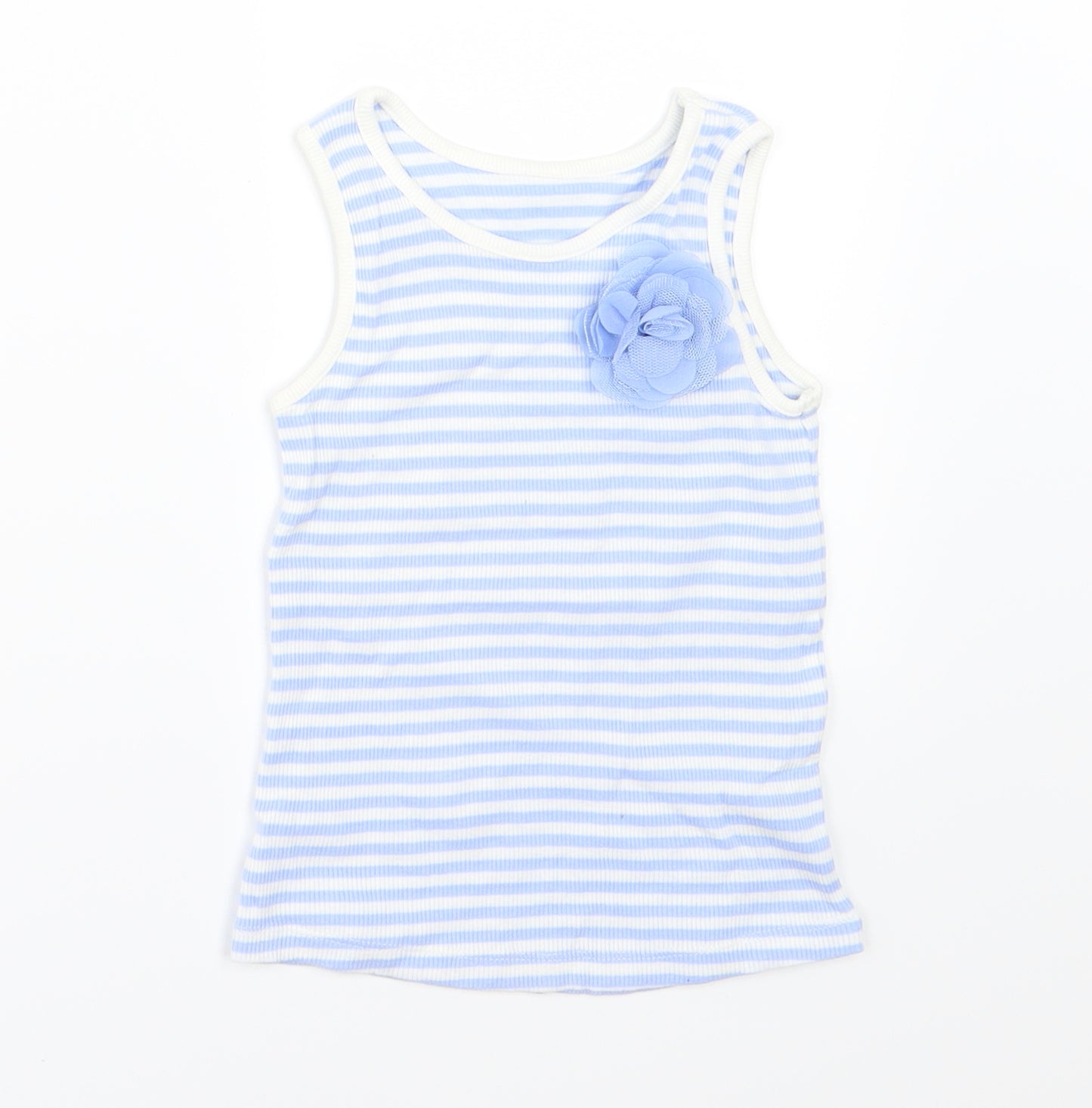 Matalan Girls Blue Striped Jersey Basic Tank Size 3-4 Years