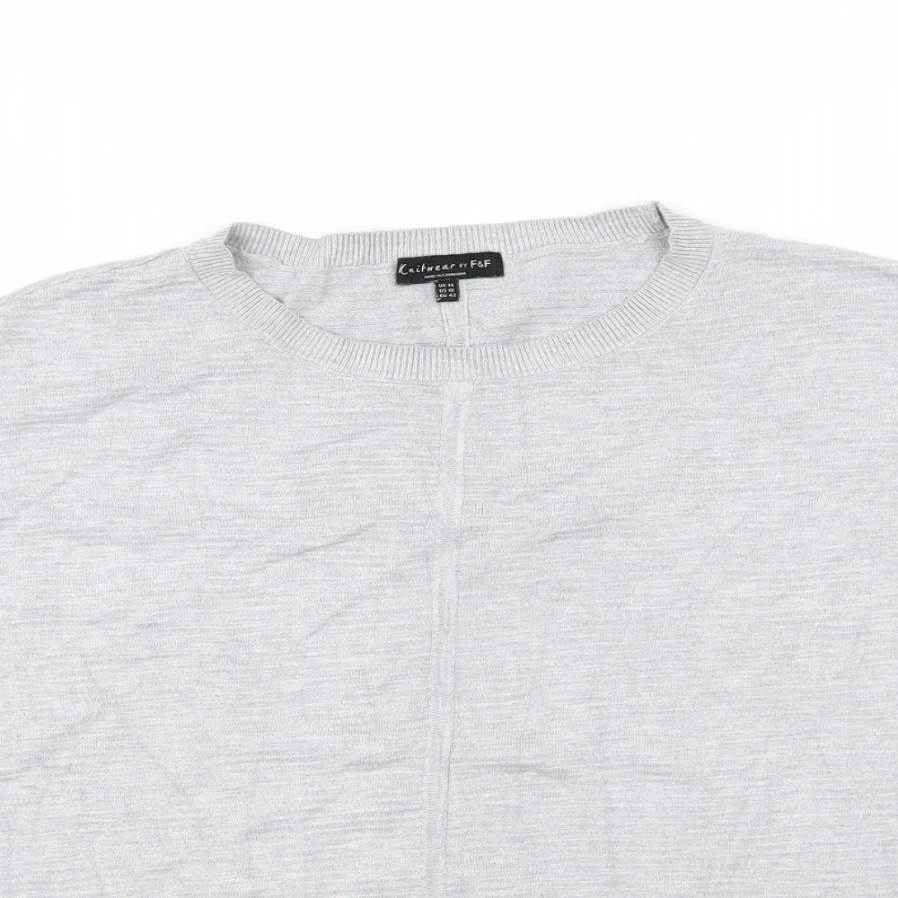 F&F Womens Grey  Knit Pullover Jumper Size 14