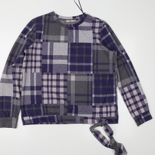 TU Womens Purple Check Jersey Basic Blouse Size 16