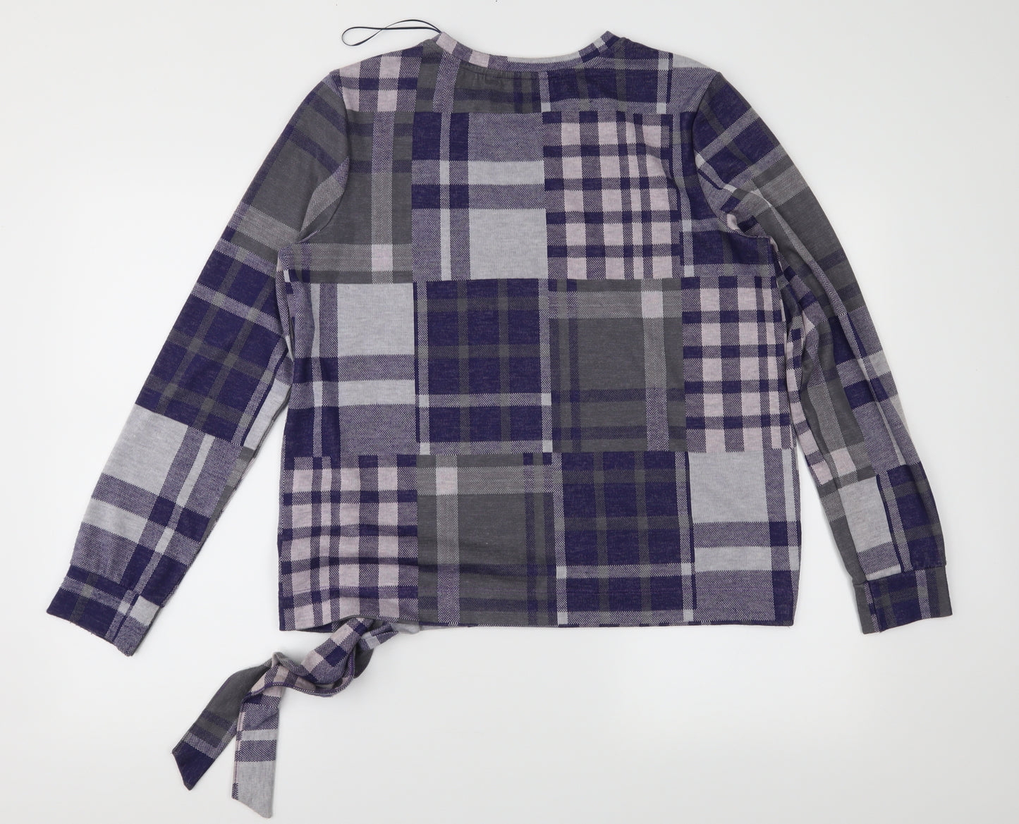 TU Womens Purple Check Jersey Basic Blouse Size 16