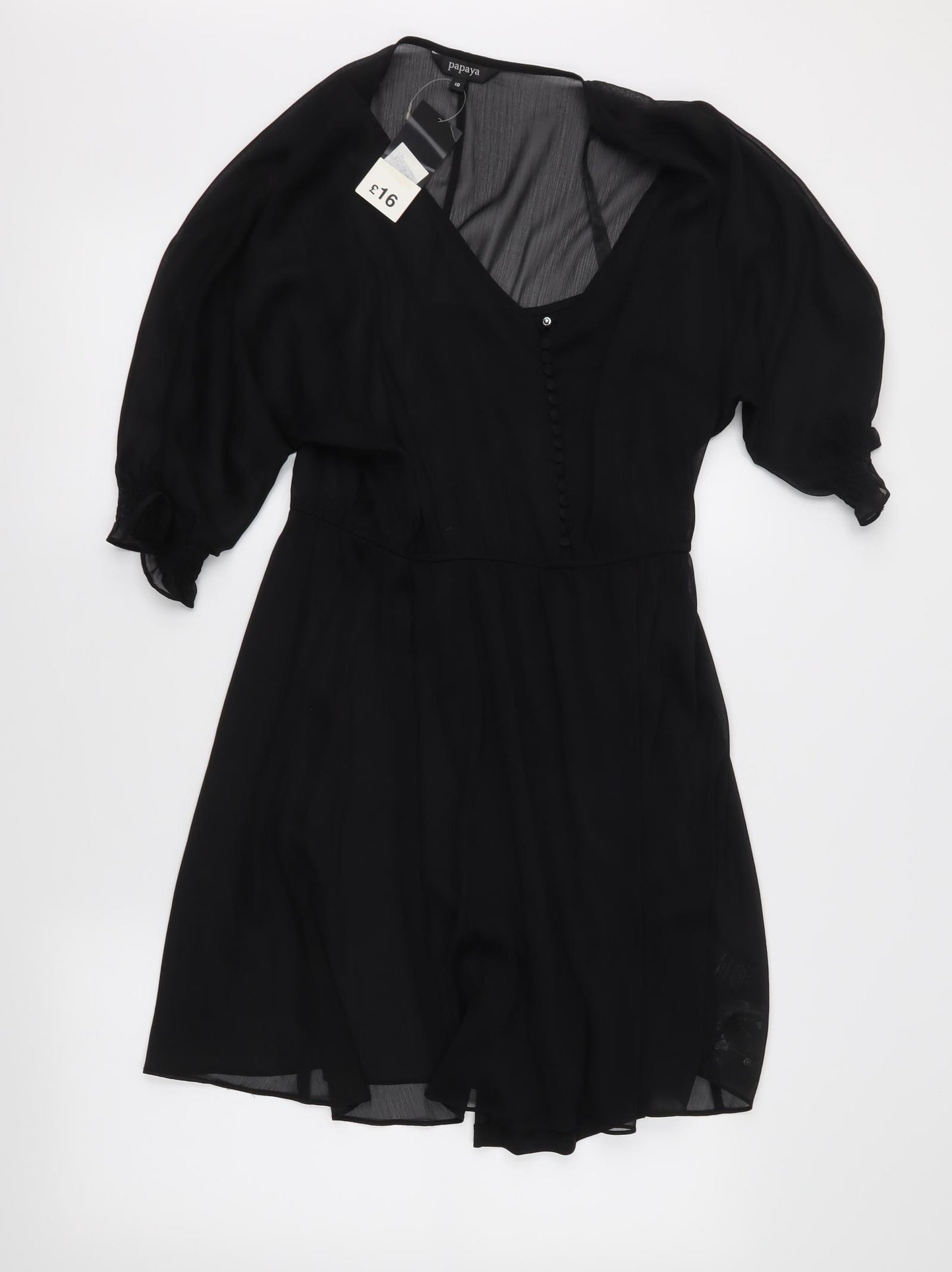 Papaya Womens Black  Chiffon Fit & Flare  Size 12