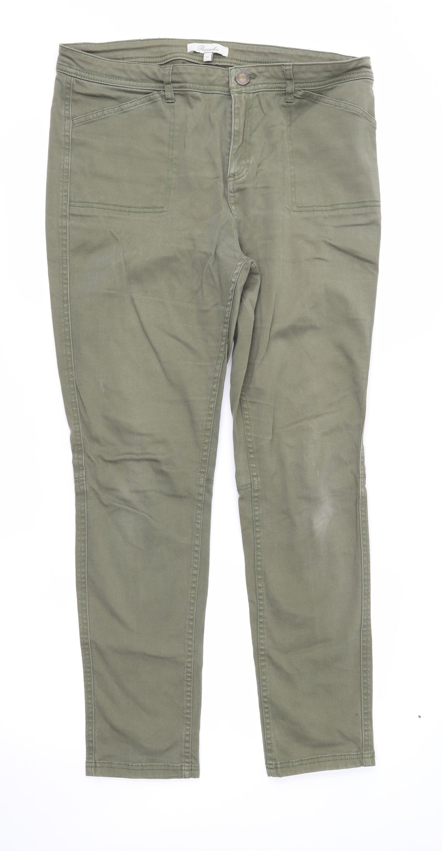 Peacocks Womens Green  Denim Straight Jeans Size 12 L28 in