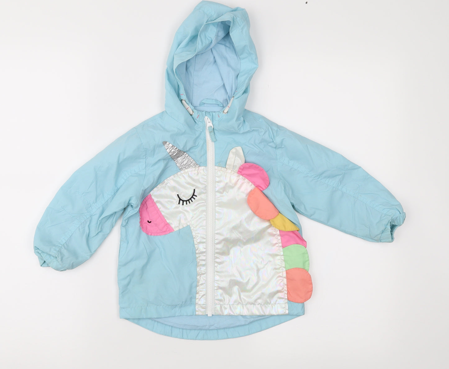 NEXT Girls Blue Geometric  Anorak Jacket Size 18-24 Months  - Unicorn