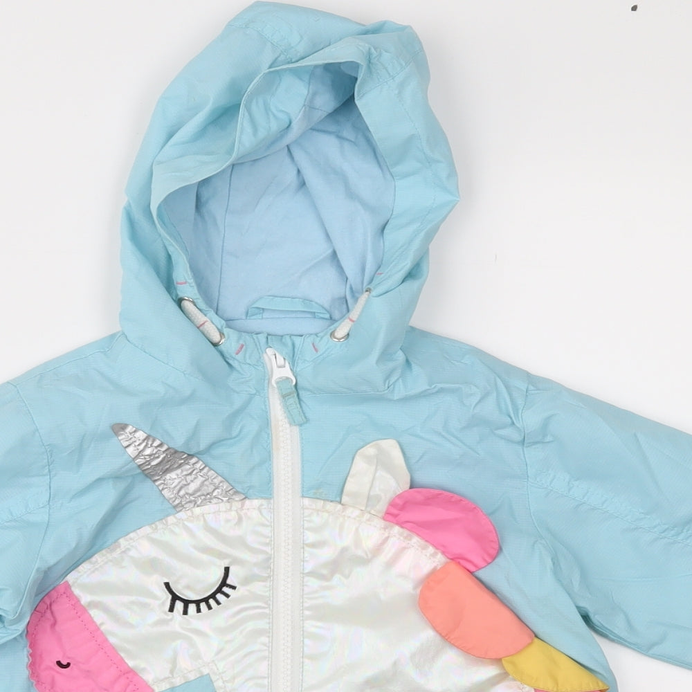 NEXT Girls Blue Geometric  Anorak Jacket Size 18-24 Months  - Unicorn