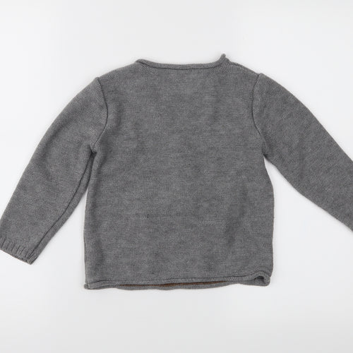 George Boys Grey Fair Isle Knit Pullover Jumper Size 4-5 Years  - Bear