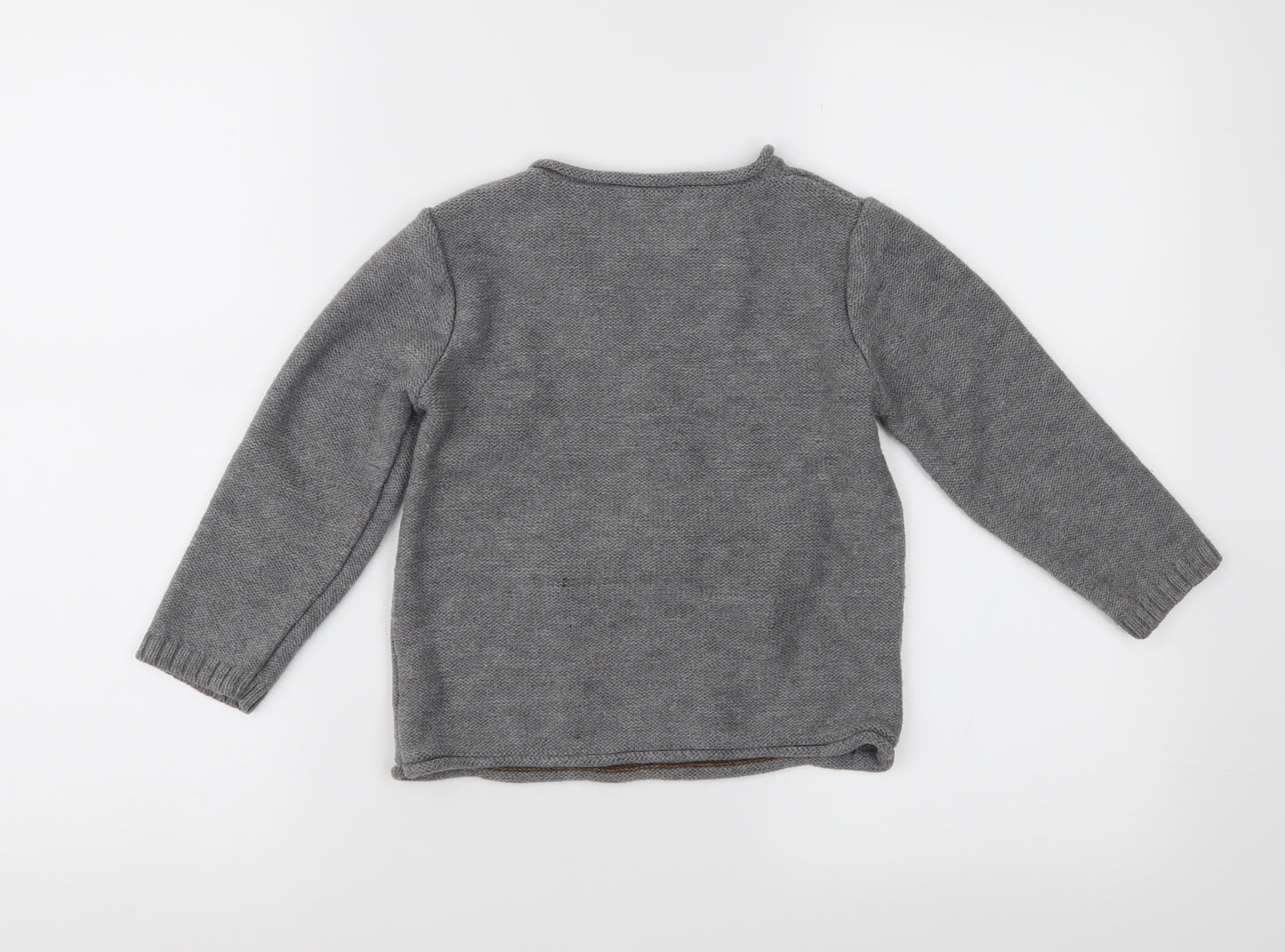 George Boys Grey Fair Isle Knit Pullover Jumper Size 4-5 Years  - Bear