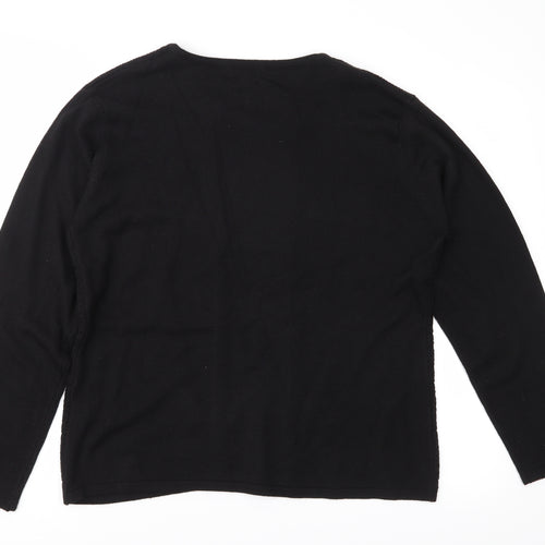 Reflect Womens Black  Knit Pullover Jumper Size L