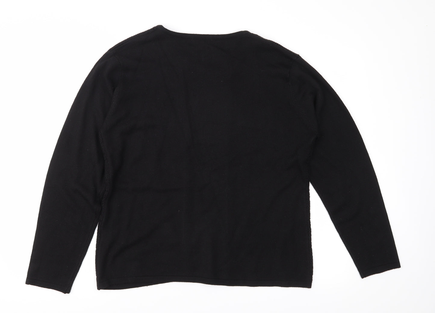 Reflect Womens Black  Knit Pullover Jumper Size L