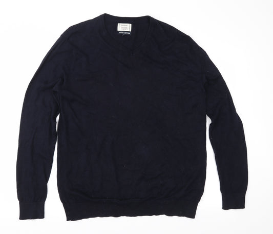 Front view of George men’s blue knit jumper, size L