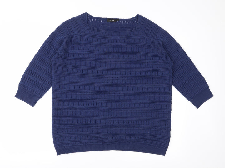 Mia Moda Womens Blue  Knit Pullover Jumper Size XL