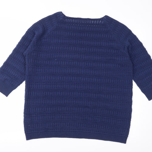 Mia Moda Womens Blue  Knit Pullover Jumper Size XL