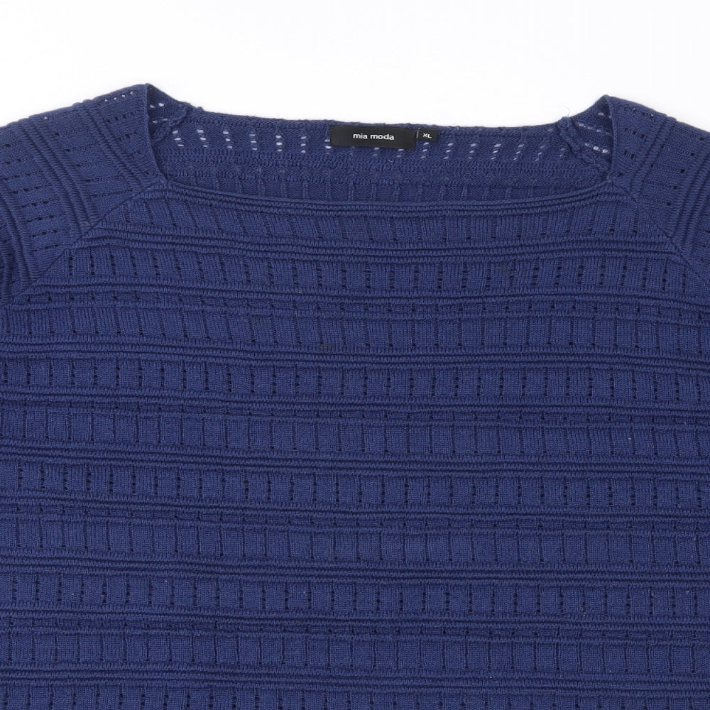 Mia Moda Womens Blue  Knit Pullover Jumper Size XL