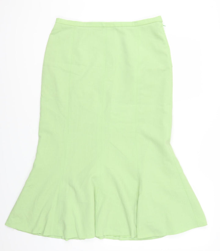 Preworn Womens Green Trumpet Skirt Size 34 in
