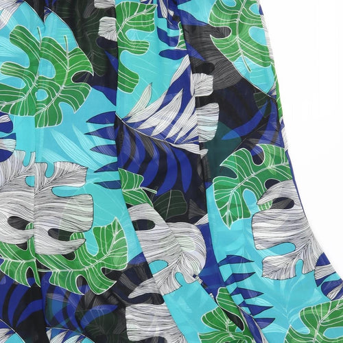 Preworn Womens Blue Floral  Trumpet Skirt Size 32 in  - Leaves