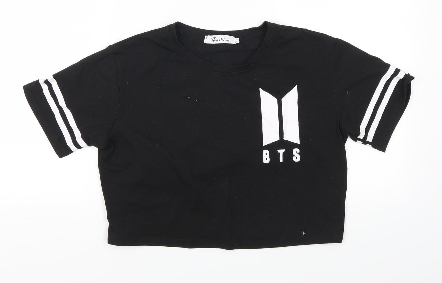Fashion Womens Black   Cropped T-Shirt Size M  - BTS
