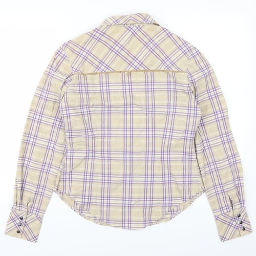 Azzro Womens Purple Check  Basic Button-Up Size 16