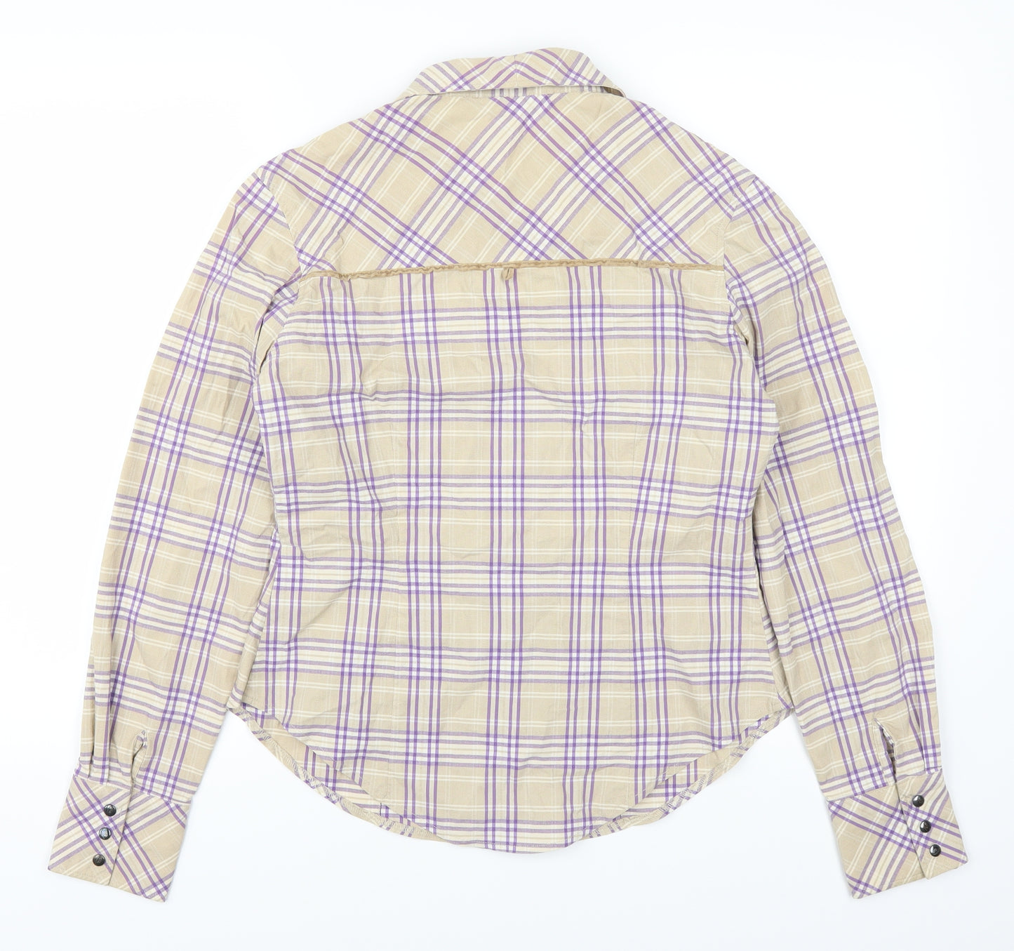 Azzro Womens Purple Check  Basic Button-Up Size 16
