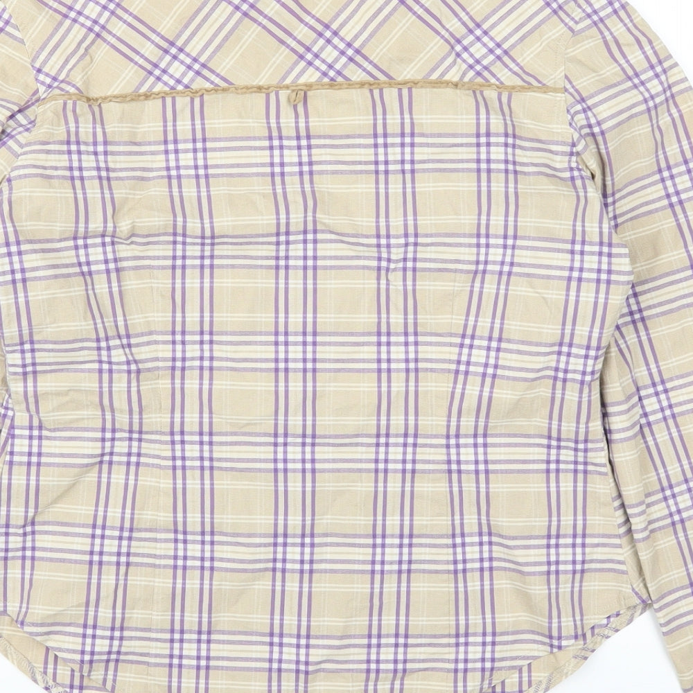 Azzro Womens Purple Check  Basic Button-Up Size 16