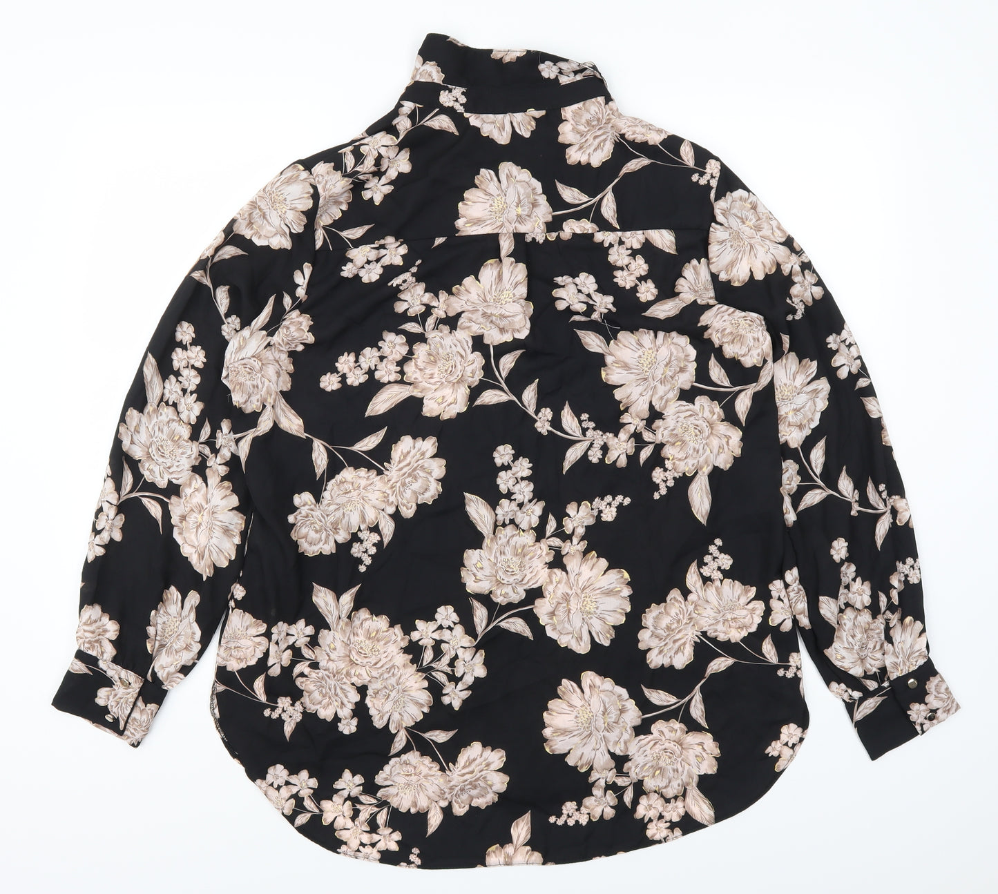 Dorothy Perkins Womens Black Floral  Basic Button-Up Size 16
