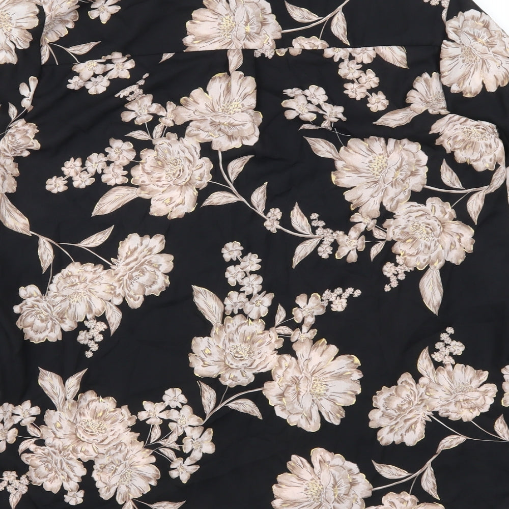 Dorothy Perkins Womens Black Floral  Basic Button-Up Size 16