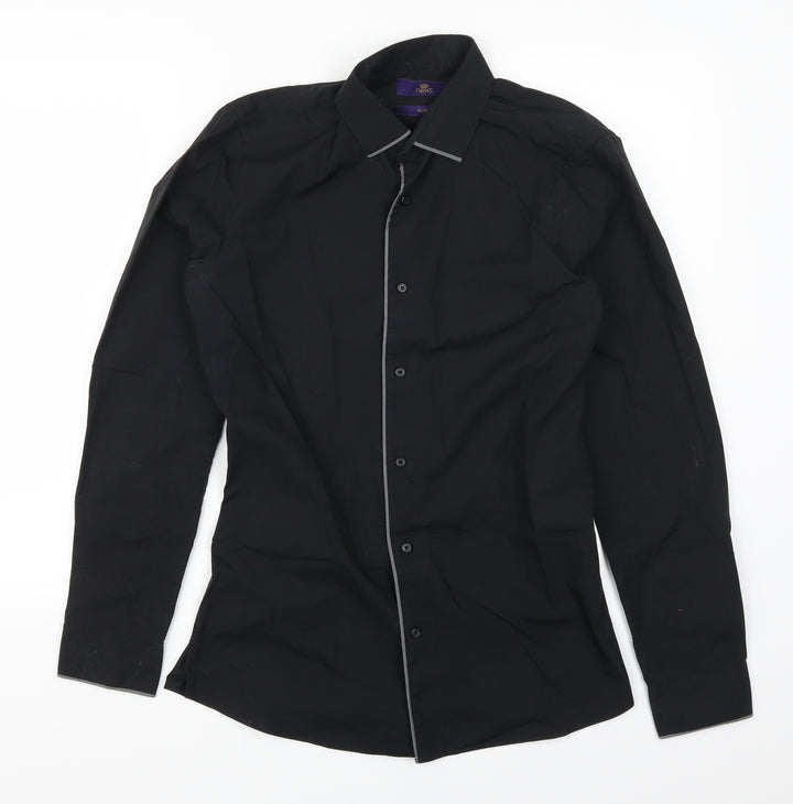 NEXT Mens Black    Button-Up Size 14.5