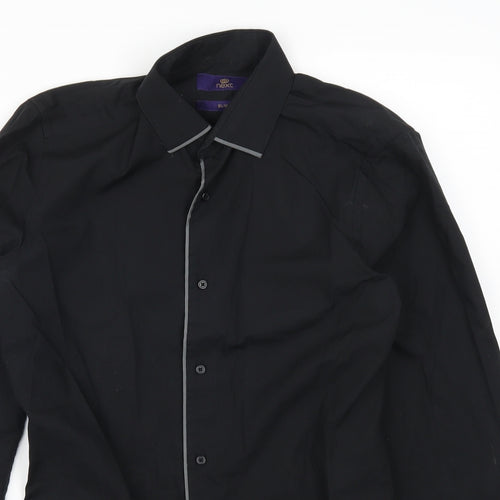 NEXT Mens Black    Button-Up Size 14.5