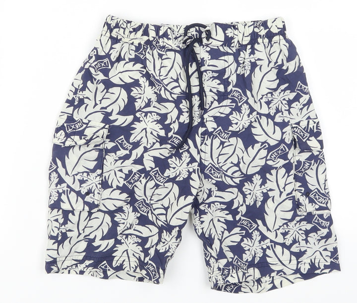 NEXT Girls Blue Floral  Paperbag Shorts Size 5-6 Years - Palm Leaves