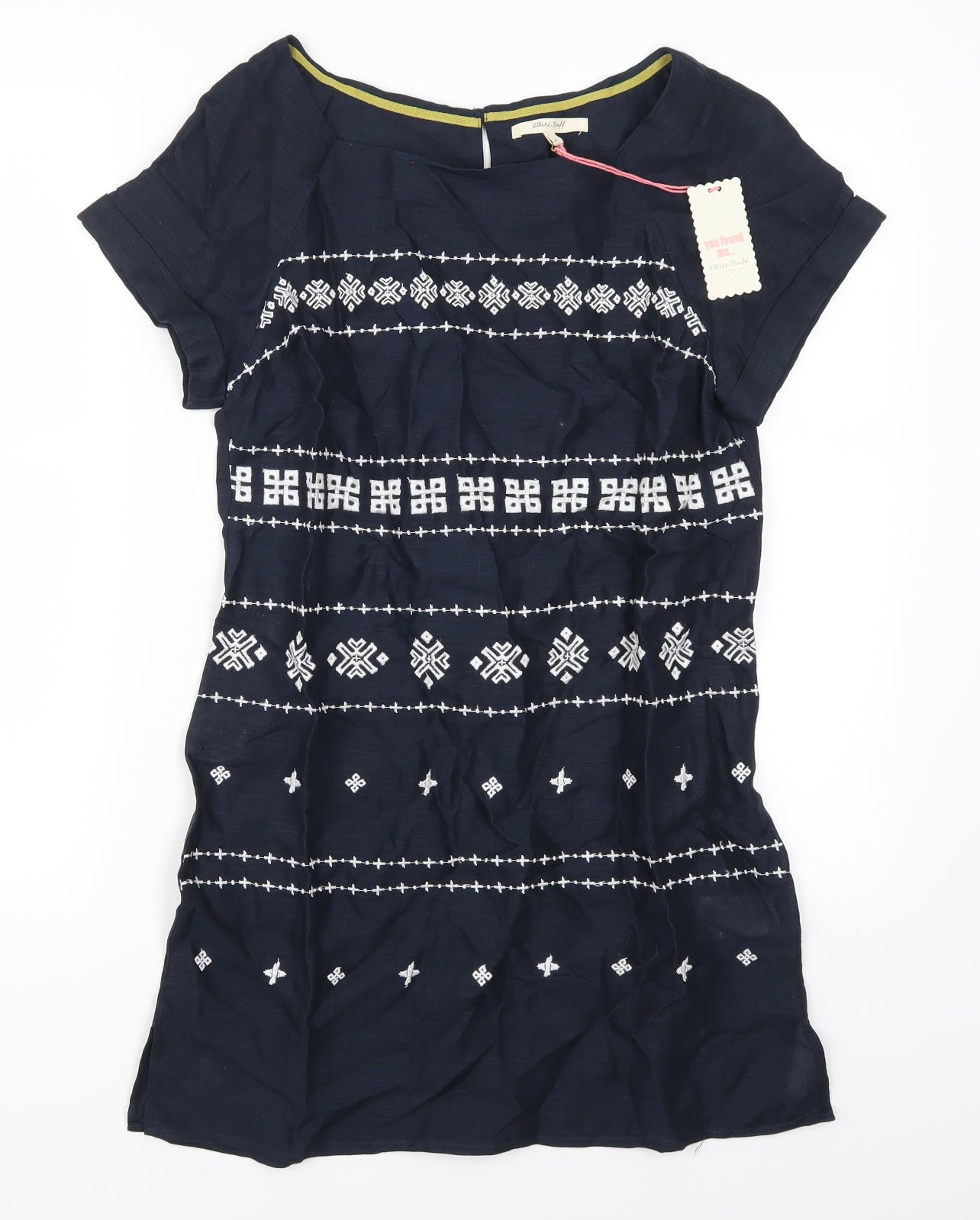 White Stuff Womens Blue Geometric  T-Shirt Dress  Size 8
